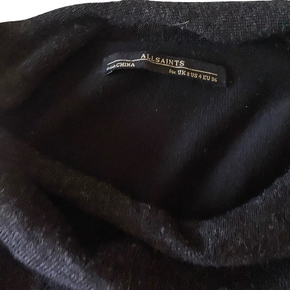 ALLSAINTS Black Charcoal Asymmetrical Drina Drape Cardigan Sweater Size 4 - Picture 5 of 12